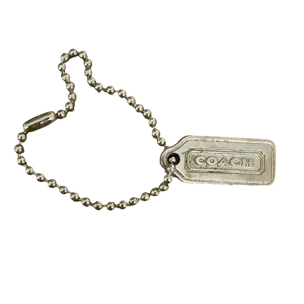 Vintage Coach Hangtag Silver Tone Metal Ball Chain Key Fob Bag Charm Rare USA